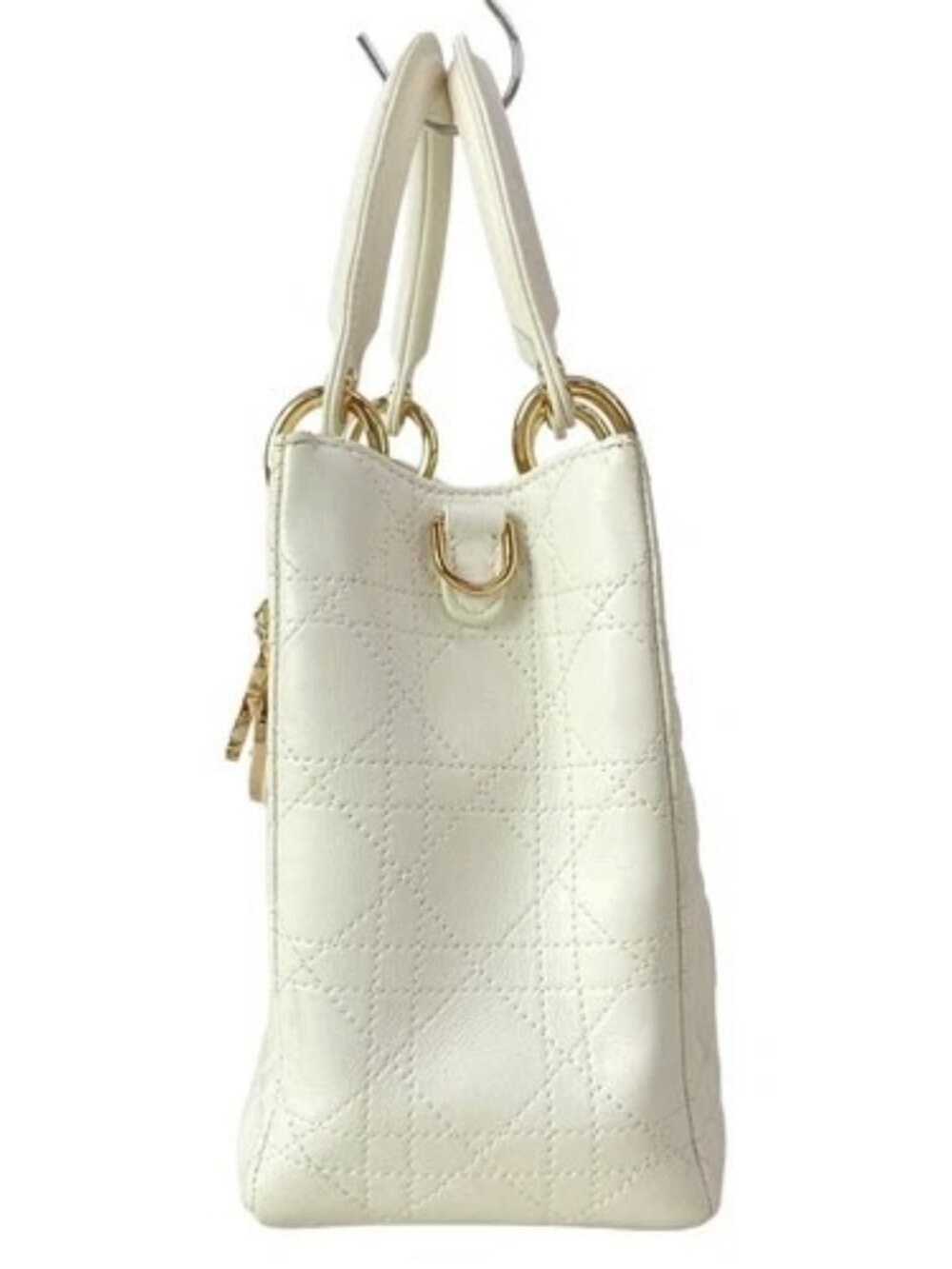 DIOR/ChristianDior Lady Dior Medium Bag White Lambskin Handbag - Picture 4 of 16